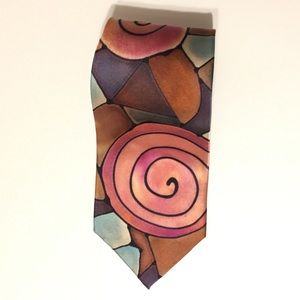 ROBERT DASKAL Hand Painted Artist Signed Silk Tie